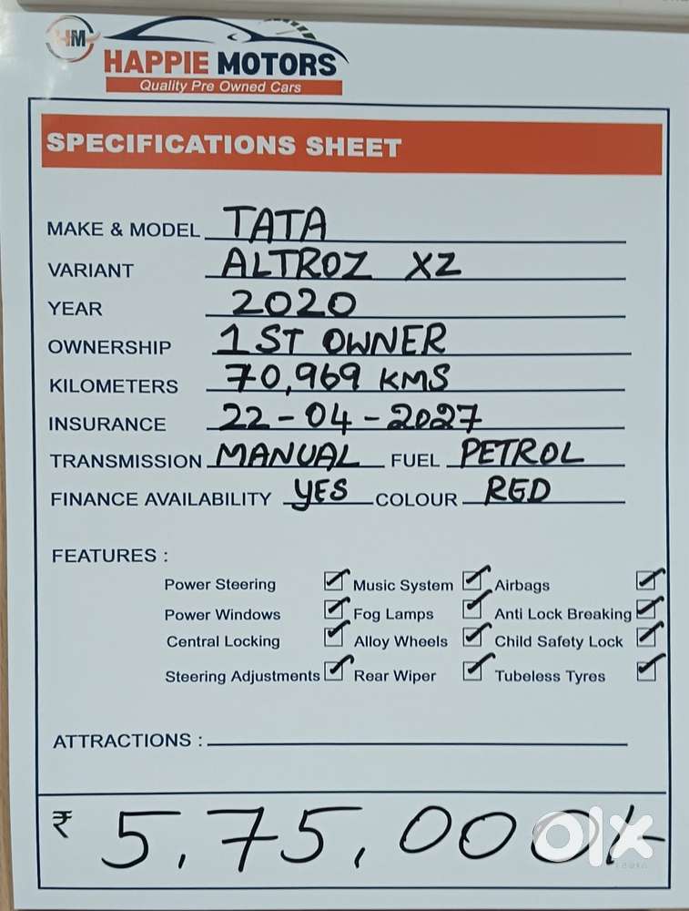 Tata Altroz Xz, 2020, Petrol