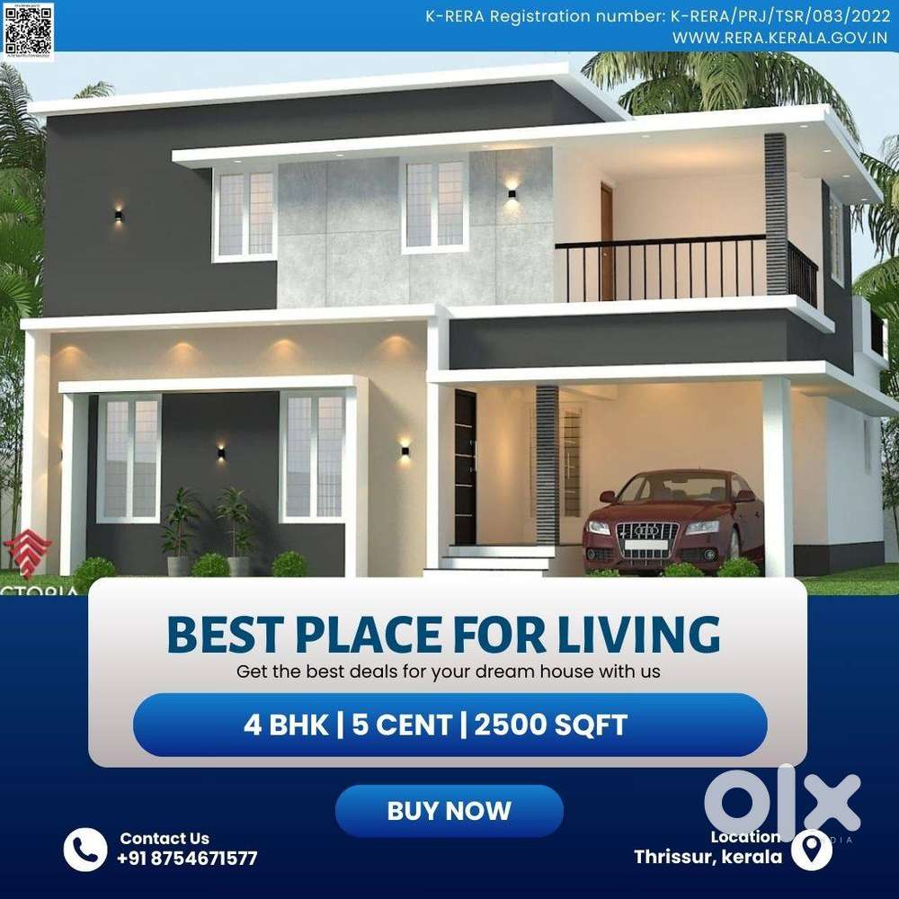 5 CENT LAND 4 BHK GRAND LOOKING HOUSE FOR SALE IN THRISSUR For Sale