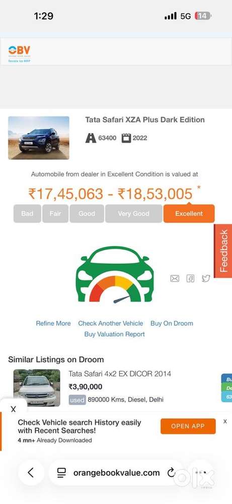 Tata Safari Xza Plus Dark Edition Top Model2023 Diesel Well Maintained