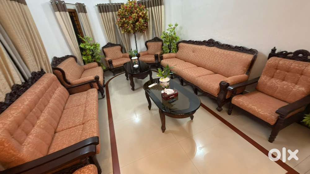 Premium Mahogany Wood Sofa Set – 13 Seater + 2 Tea Poys