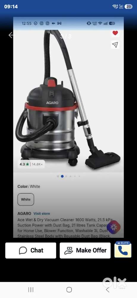 AGARO Wet & Dry Vacuum Cleaner – Excellent Condition