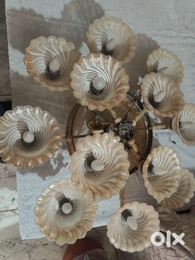 Golden white Jhumar of glass for home decoration