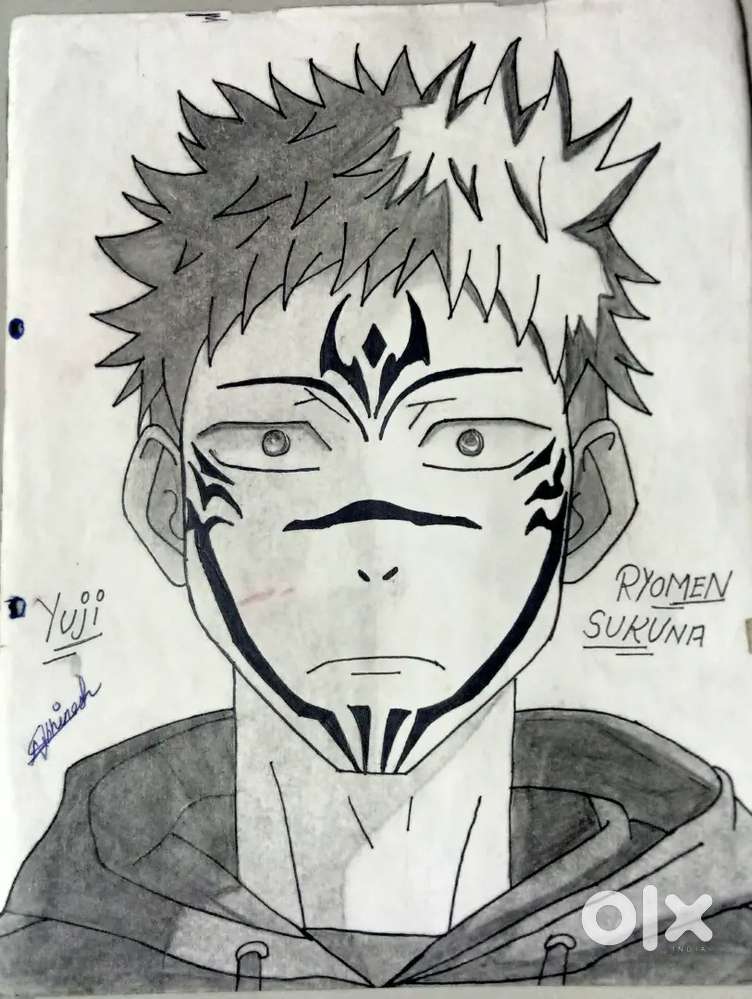 Yuji sukuna Anime drawing A4 size