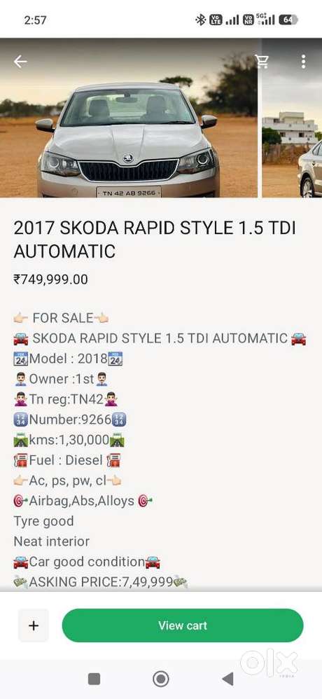Skoda Rapid 1.5 Tdi At Style, 2017, Diesel