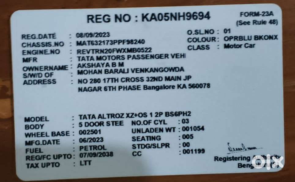 Tata Altroz Xz Plus (o) (s), 2023, Petrol