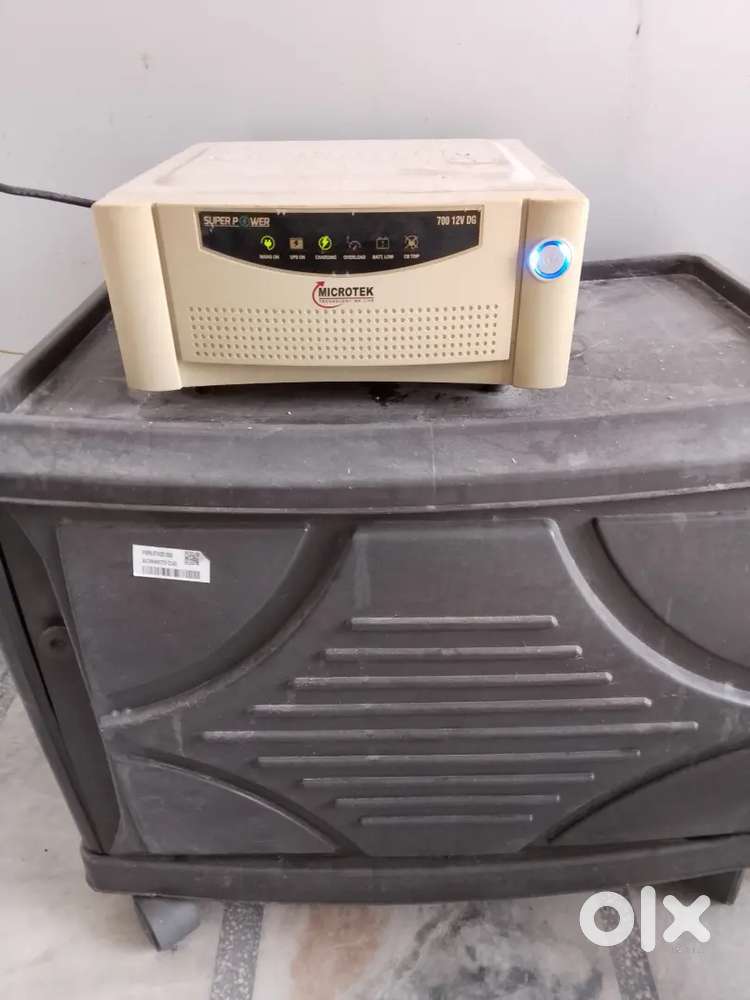 Microtek inverter and Battery with trolley