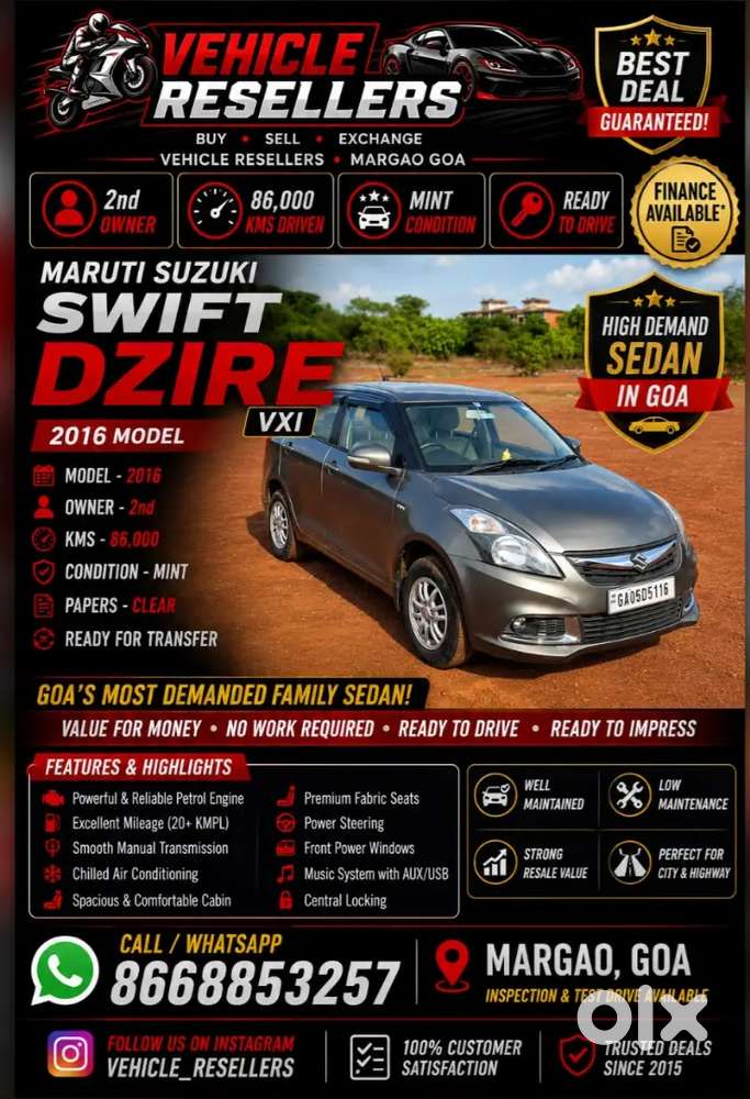Maruti Suzuki Dzire Vxi 2nd Owner 2016