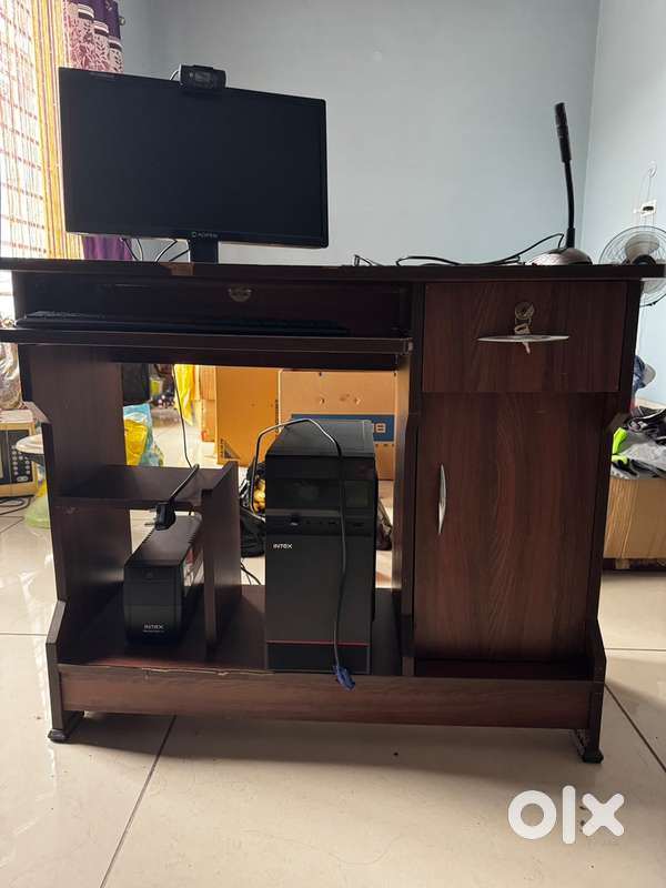 Monitor CPU camera keyboard other parts with computer table & chair