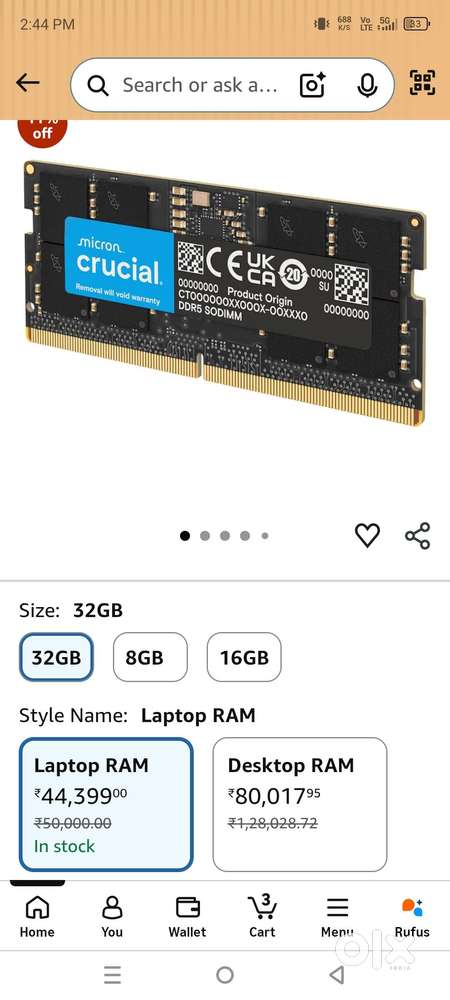 DDR 5 ram Crucial 32 gb