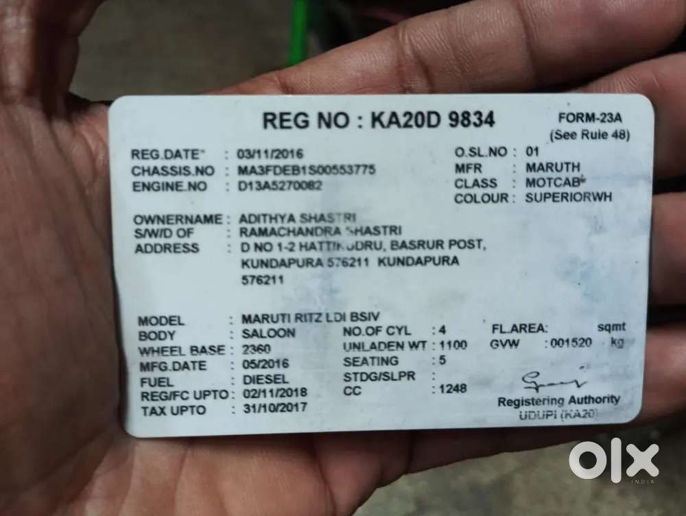 Maruti Suzuki Ritz 2016 Diesel Manual Car