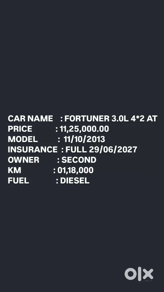Toyota Fortuner, 2013, Diesel