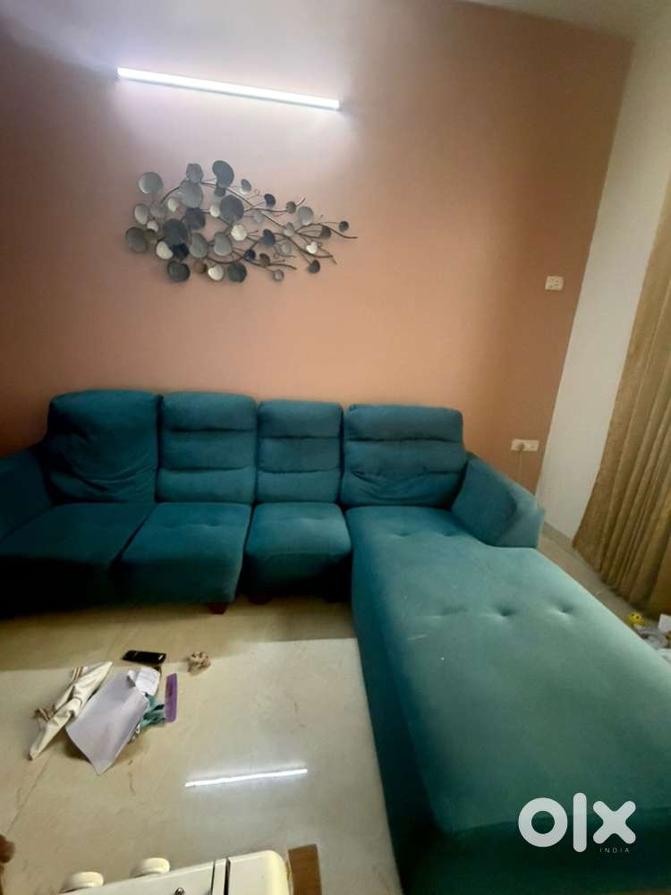 Turquoise blue sofa