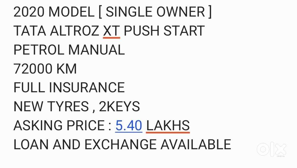 Tata Altroz 1.2 Xt(o) Turbo, 2020, Petrol