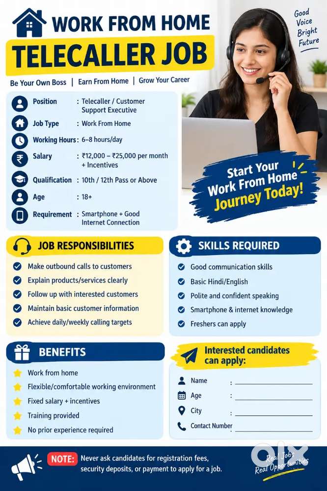  WORK FROM HOME JOB – TELECALLER