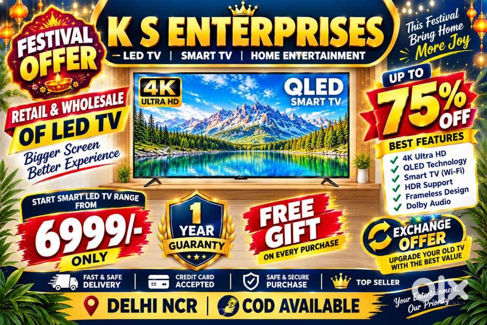 43 INCH LED TV, SMART, 4K UHD LED TV IN 13,499/- ONLY.