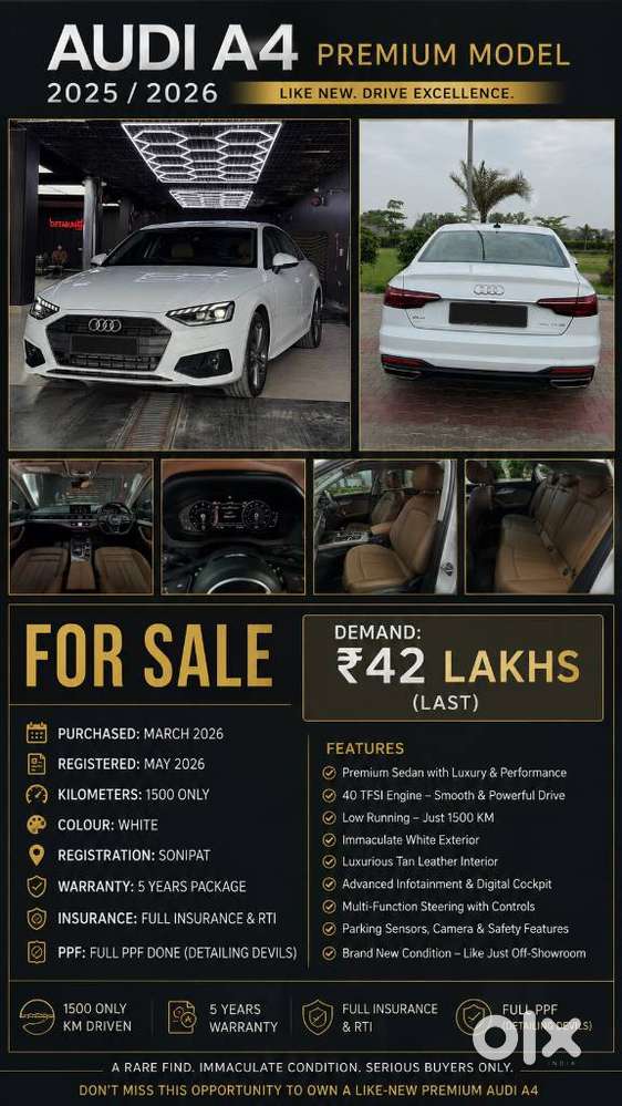 Audi A4 2.0 Tdi Premium With Sunroof, 2026, Petrol