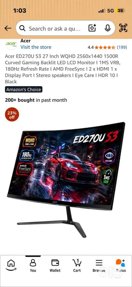 Acer ED270US3.      27inch