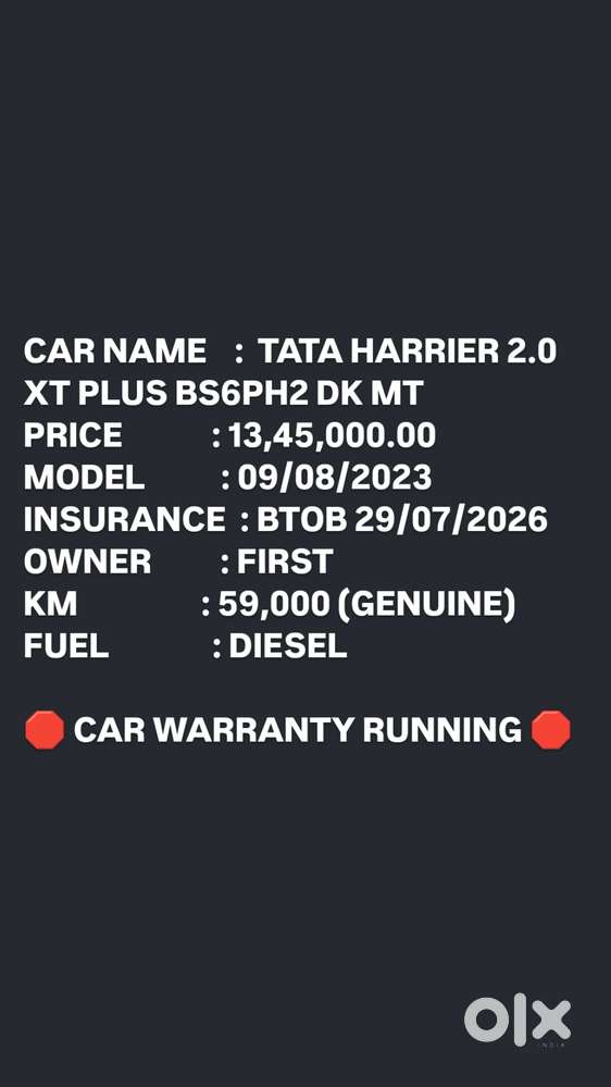 Tata Harrier Xt+, 2023, Diesel