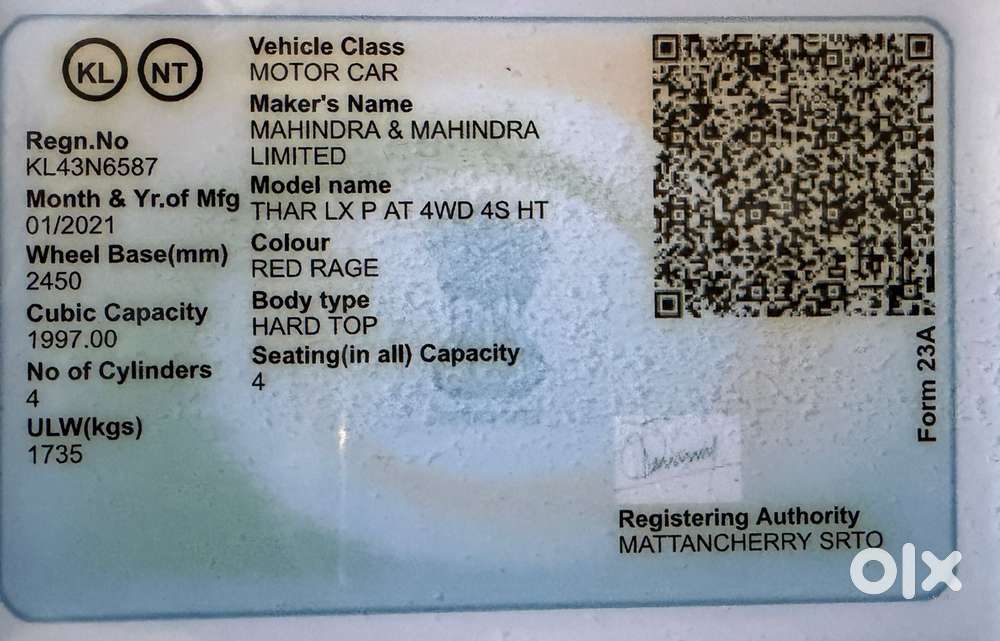 Mahindra Thar Lx P At 4wd 4s Ht, 2021, Petrol