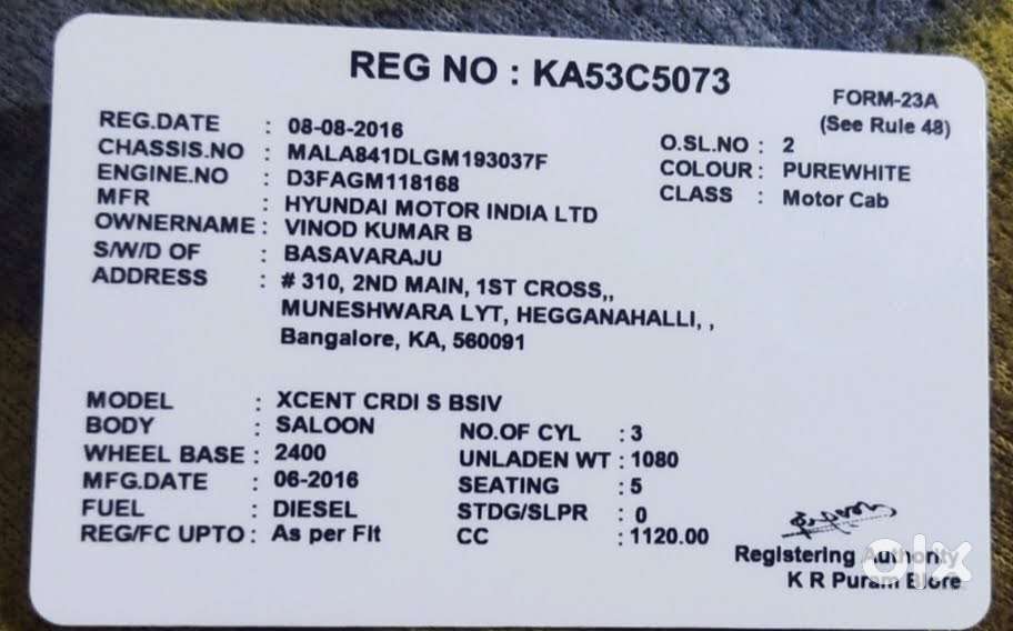 Hyundai Xcent 1.1 Crdi Sx Option, 2016, Diesel
