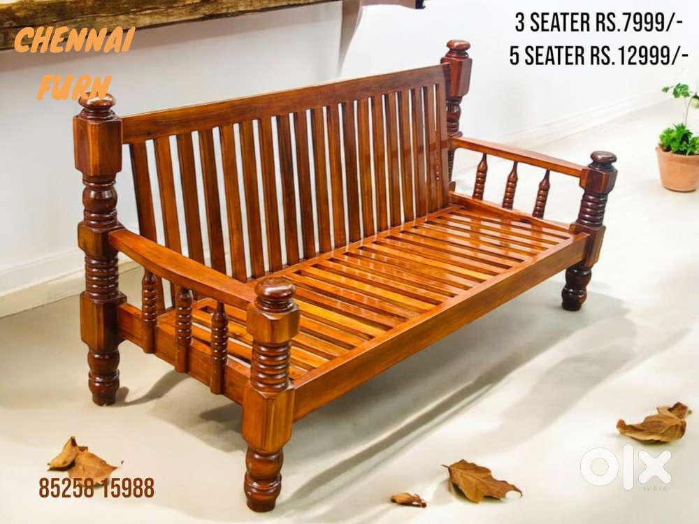 3 seater wooden sofa olx discount