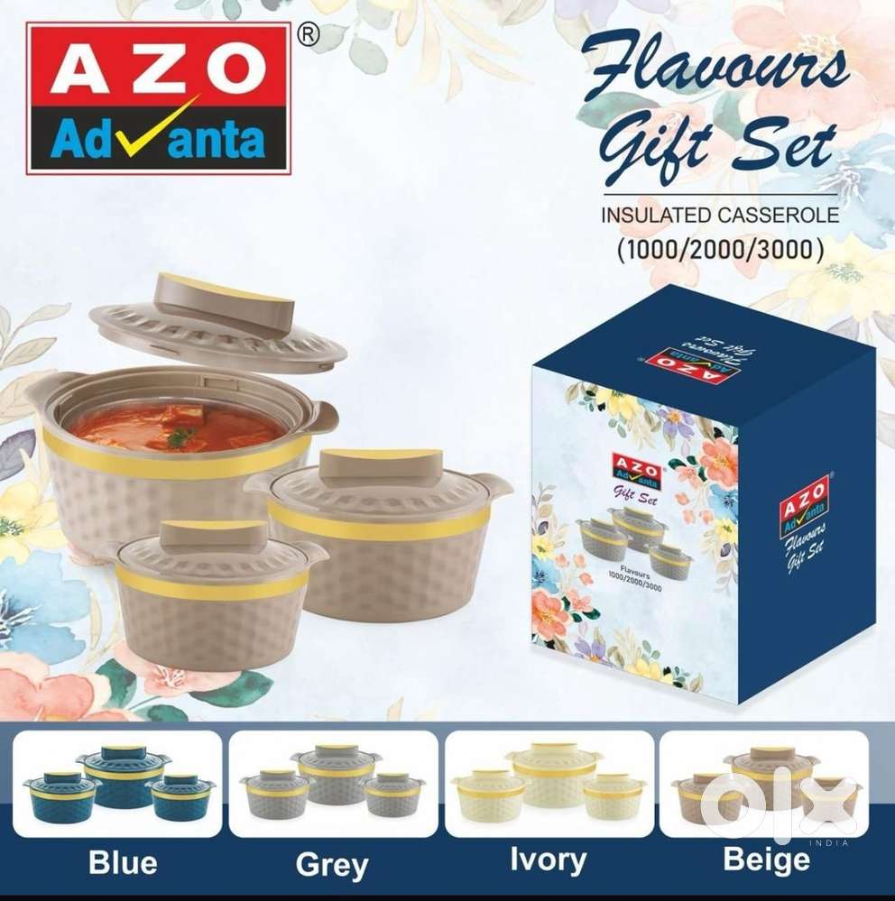 Brand New Azo 3Pcs Casserole Gift Set MRP-999 - Kitchen & Other