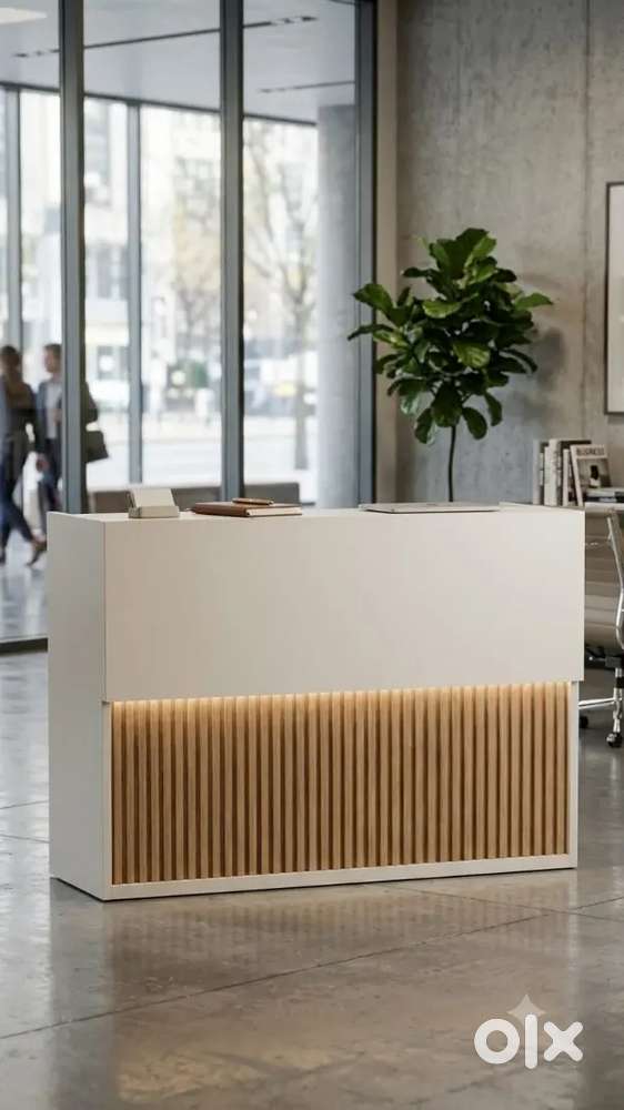 6 Feet Designer Reception Counter with Light, Drawer & Storage