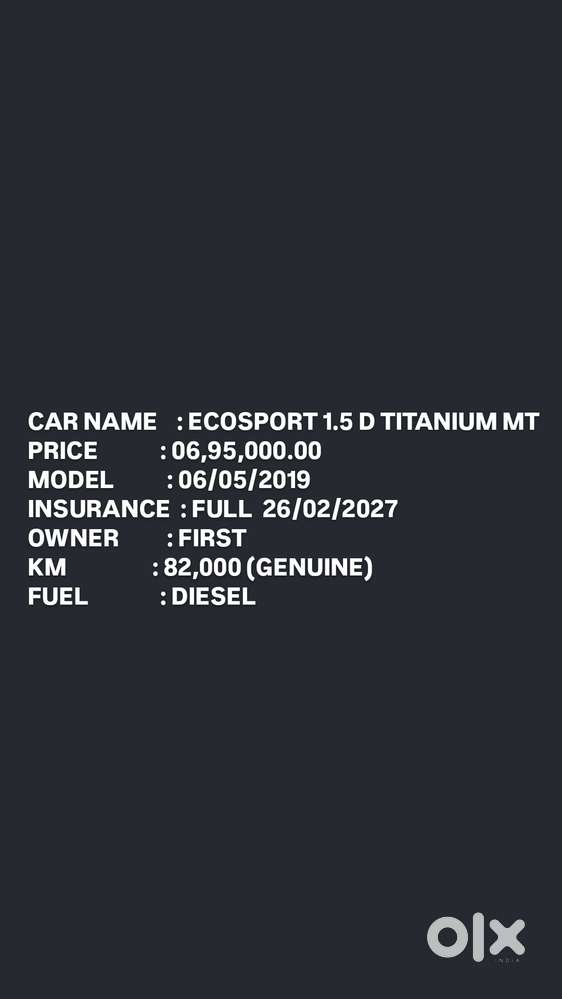 Ford Ecosport 1.5 Diesel Titanium, 2019, Diesel