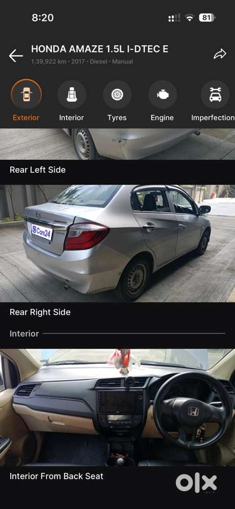 Honda Amaze Diesel 2017 - Silver Colour