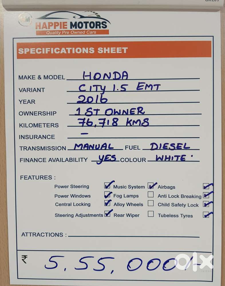 Honda City I Dtec E, 2016, Diesel
