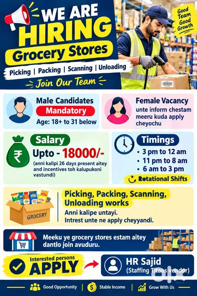 Meeku nachina stores lo picking packing scaning unloading works