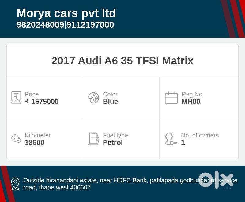 Audi A6 1.8 35 Tfsi Premium Matrix, 2017, Petrol