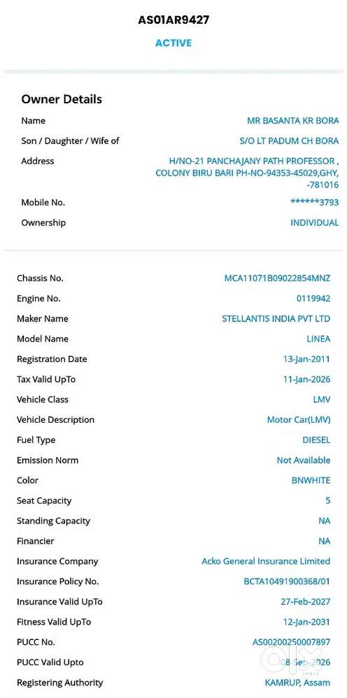 Fiat Linea 2011 Diesel  Single Owner  Well Maintained