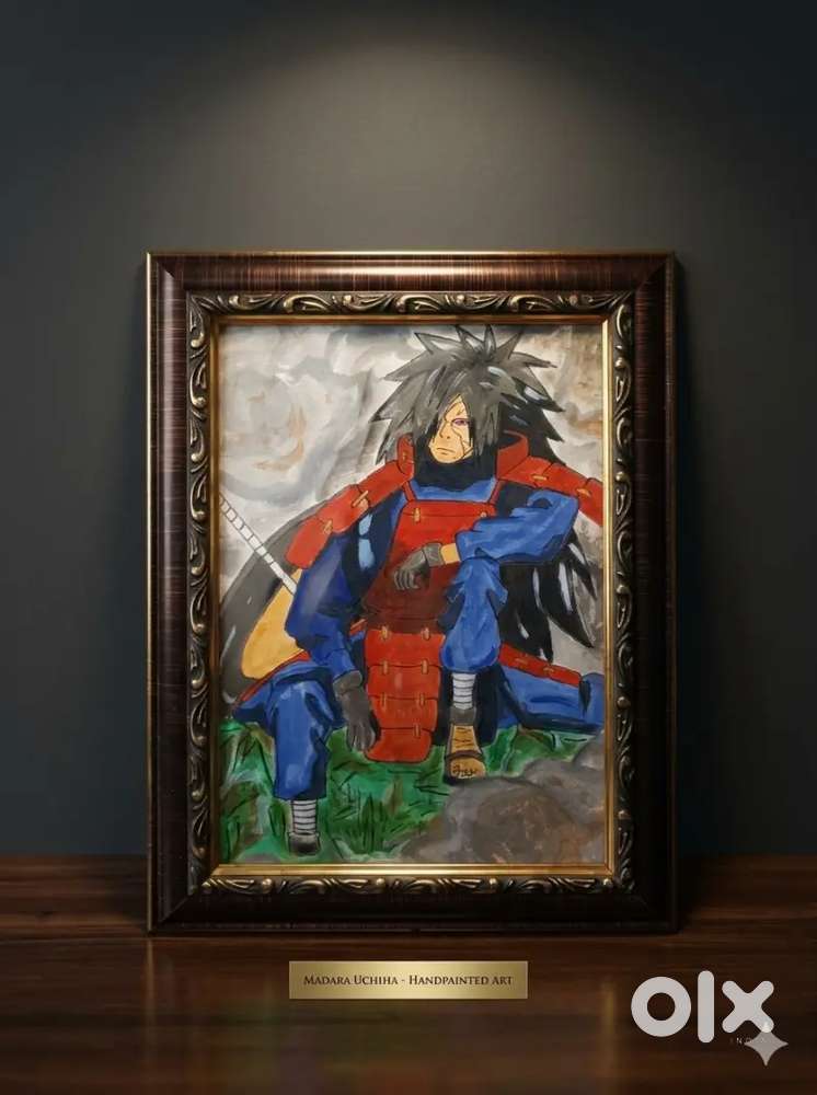 Madara Uchiha Hand-Painted Anime Art with Frame