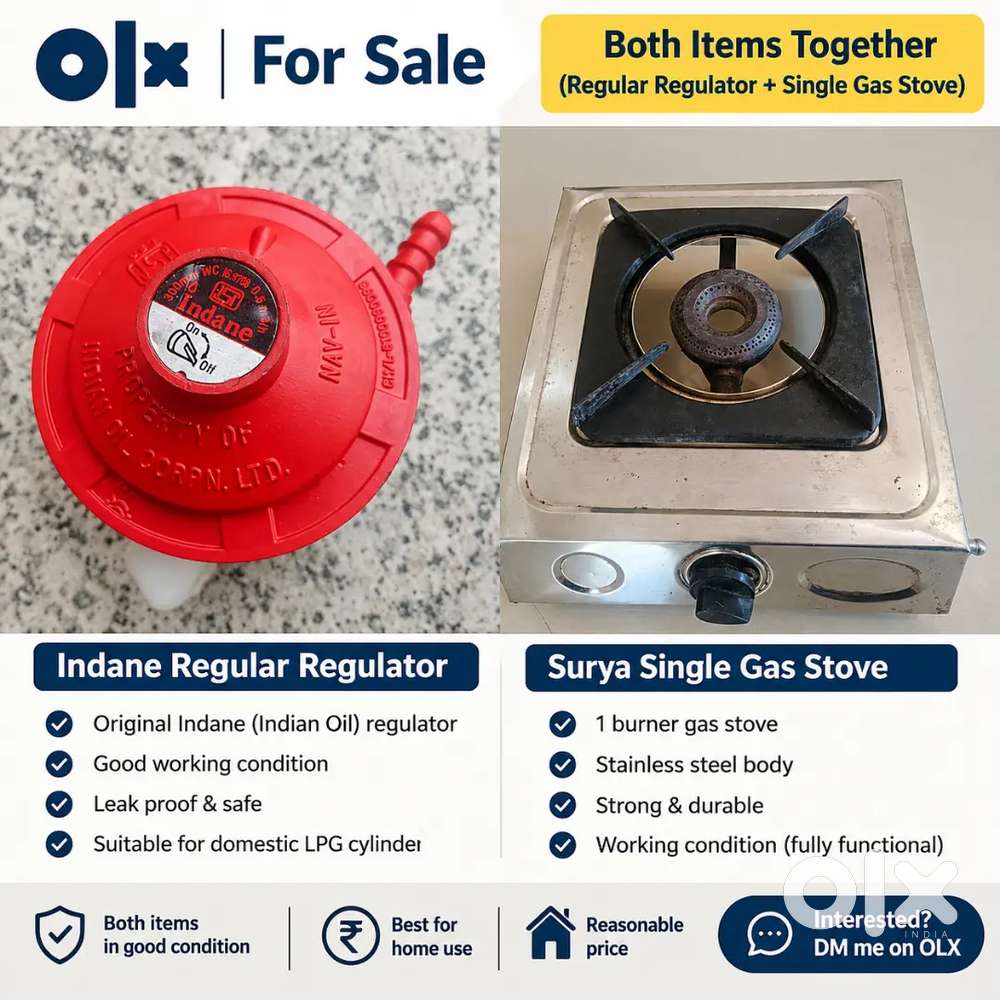 Indane Gas Regulator + Surya Single Burner Gas Stove