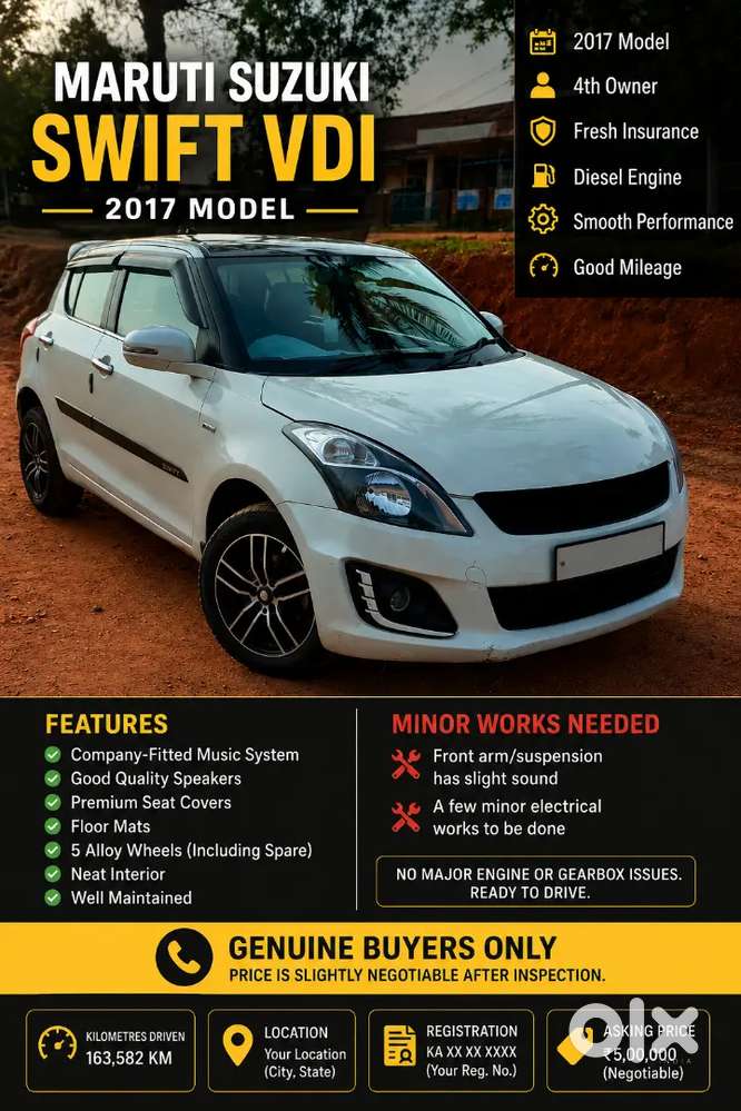 Maruti Suzuki Swift 2017 Diesel 163582 Km Driven