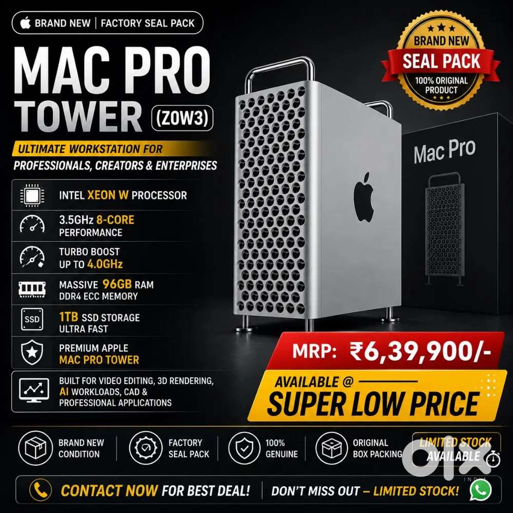 Box pack Sealed MAC Pro Tower Intel Xeon 96GB RAM,1TB MRP 639000/