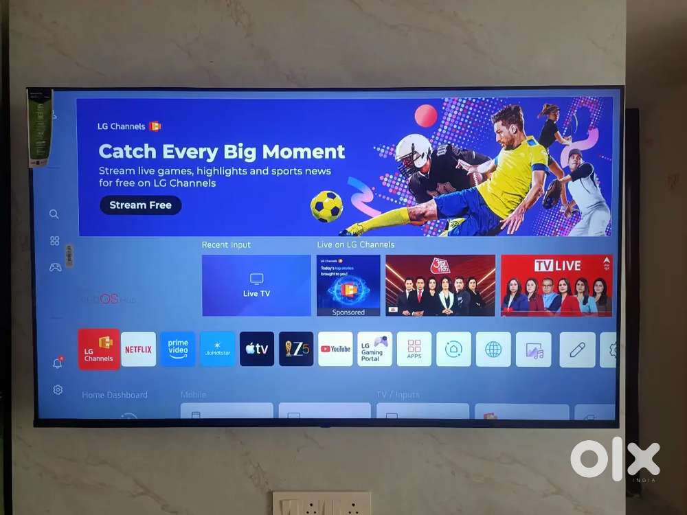 The TV is new&mdash;three months old&mdash;and is 65 inches.