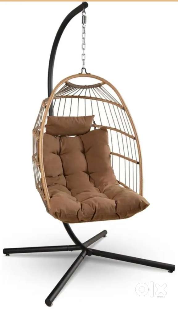 SereneLife Hanging Egg Chair Jhoola, Rattan Wicker Swing