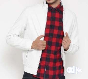 Celio white leather outlet jacket