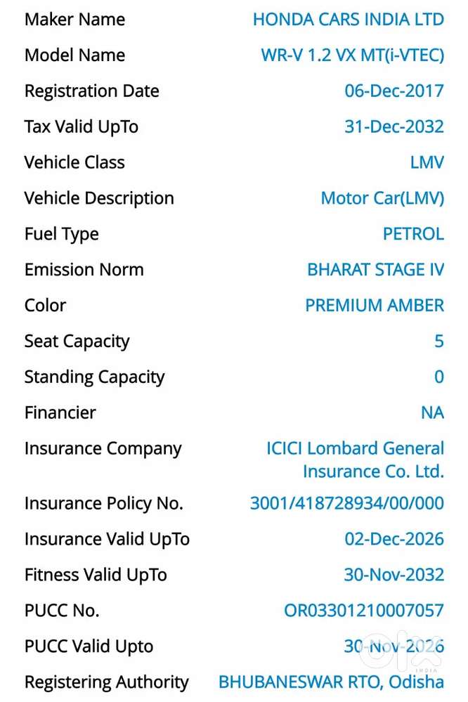 Honda Wr-v At 5.25 L