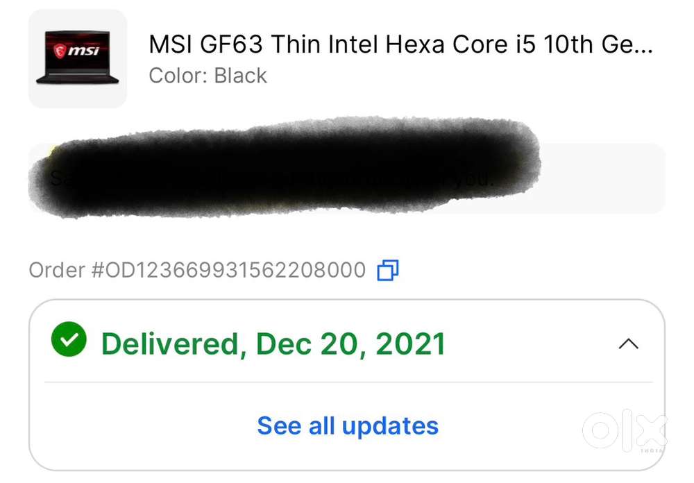 MSI GF63 8GB/256HDD/1TB 4GB GRAPHICS