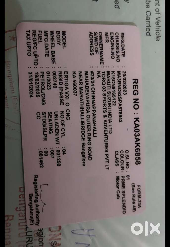 Maruti Suzuki Ertiga Vxi (o) Cng, 2023, Cng & Hybrids