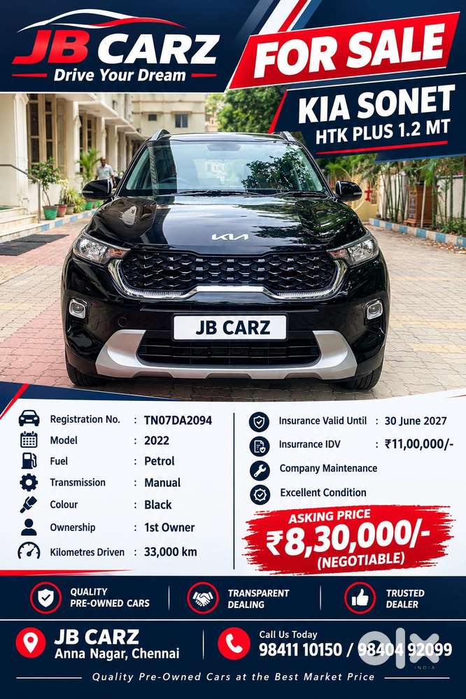 Kia Sonet Htk Plus Turbo Dct, 2022, Petrol