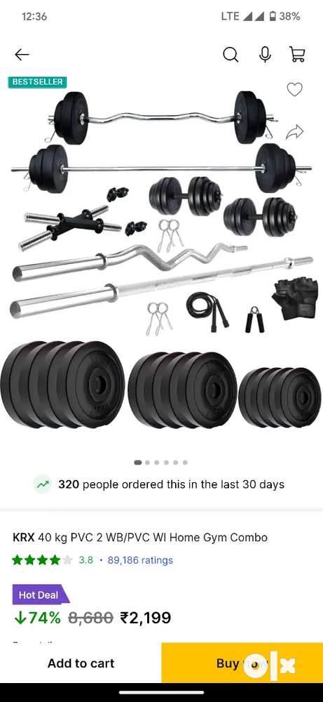 Dumbbell set 40 kg PVC 2 WB PVC WI Home Gym Combo Gym Fitness 1790198917