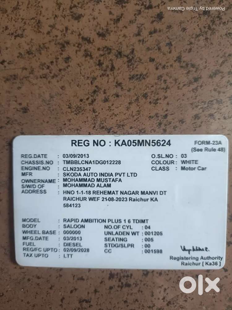 Skoda Rapid 1.6 Tdi Manual 2013 Diesel
