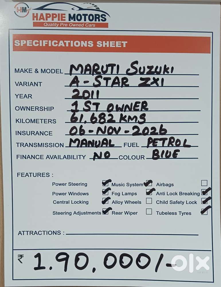 Maruti Suzuki A-star Zxi, 2011, Petrol