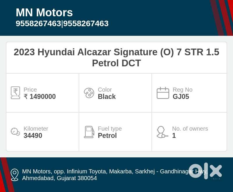Hyundai Alcazar Signature 1.5 Petrol Dct 7str, 2023, Petrol