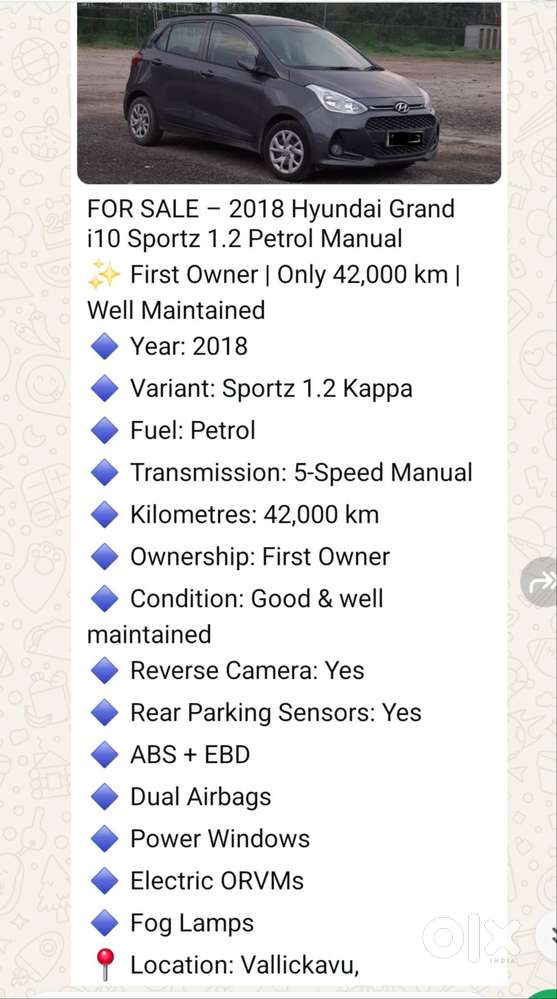 2018 Hyundai Grand I10 Sportz O