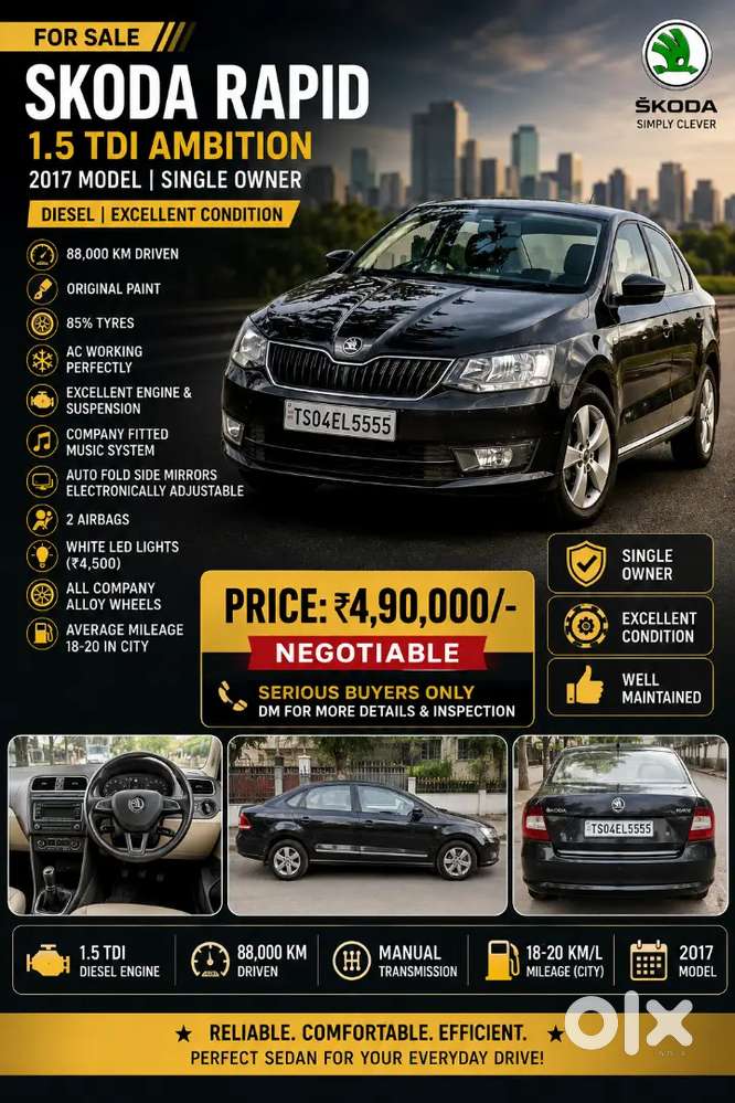 Skoda Rapid Tdi 2017 Diesel Well Maintained